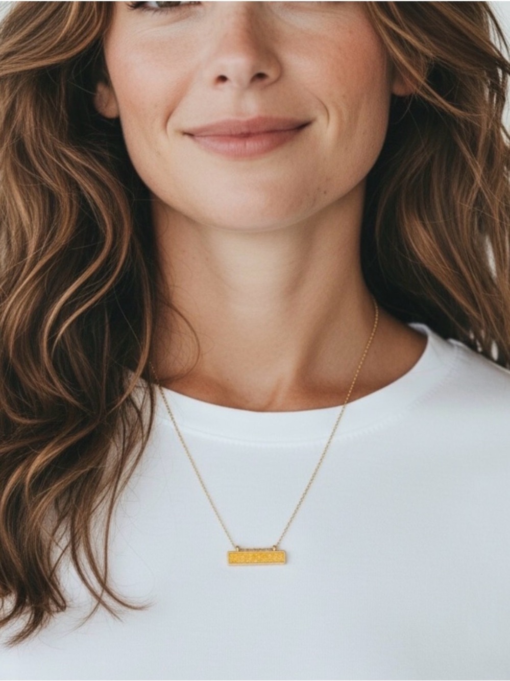 Druzy Orange Gold Bar Pendant Necklace